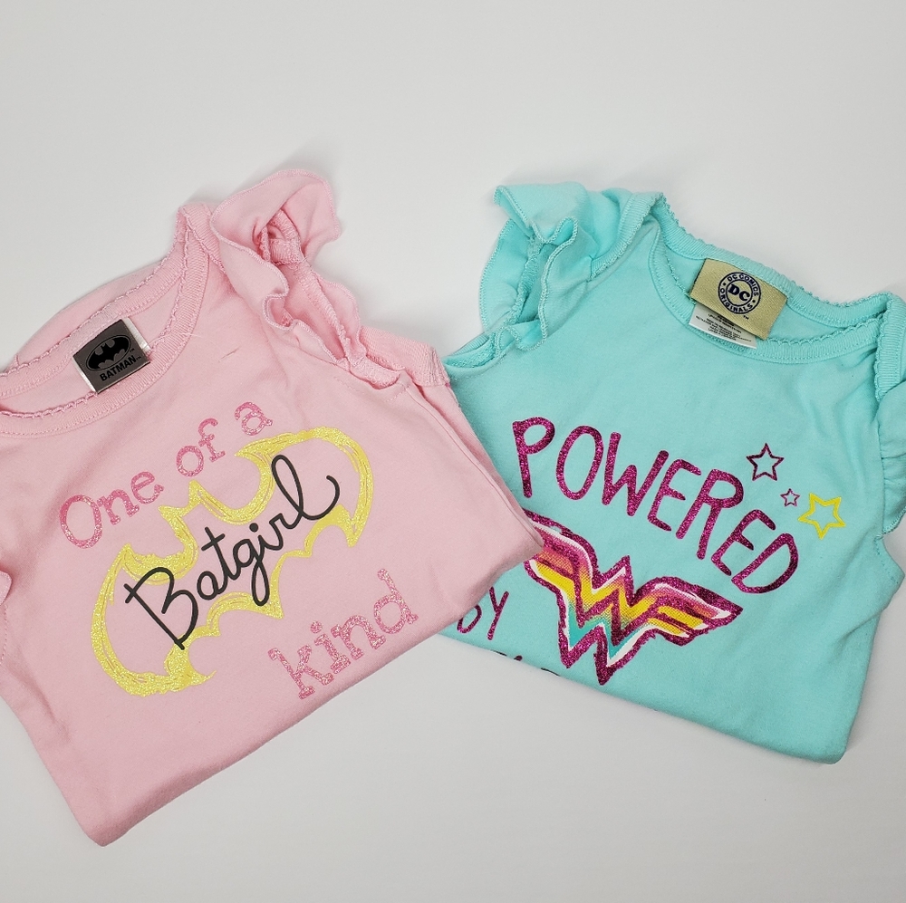 NWOT Batgirl and Wonderwoman 12-18 M Onsies